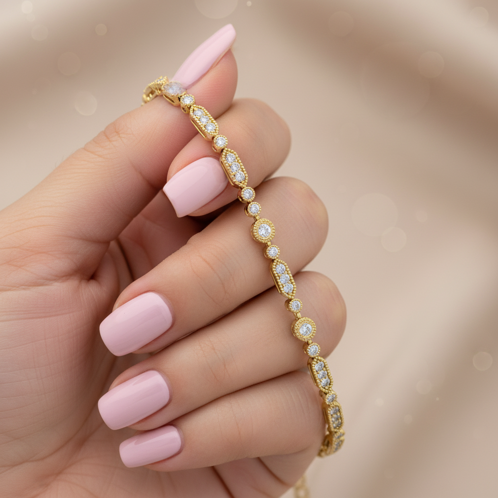 Round Cut Lab Grown Diamond Pave Tennis Bracelet