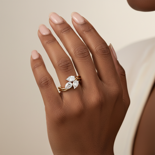 Pear Cut Lab Grown Diamond Crystal Flow Engagement Ring (Copy)