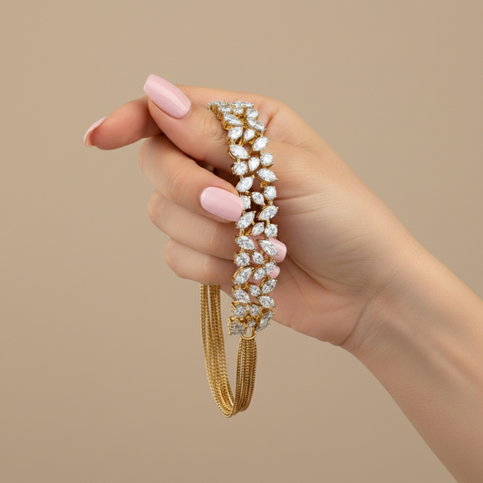 Marquise & Round Cut Moissanite Diamond Floral Bracelet