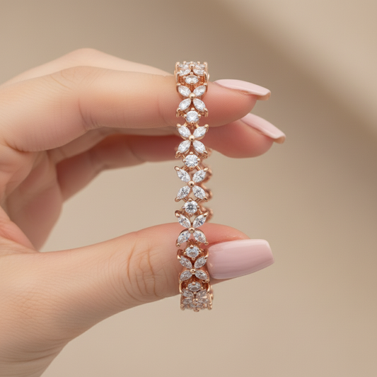 Round & Marquise Flower Lab Grown Diamond Tennis Bracelet