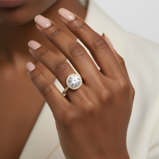 Round Moissanite Diamond Channel Set Wedding Ring