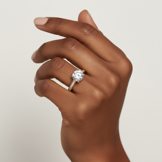 Round Moissanite Diamond Channel Set Bridal Ring