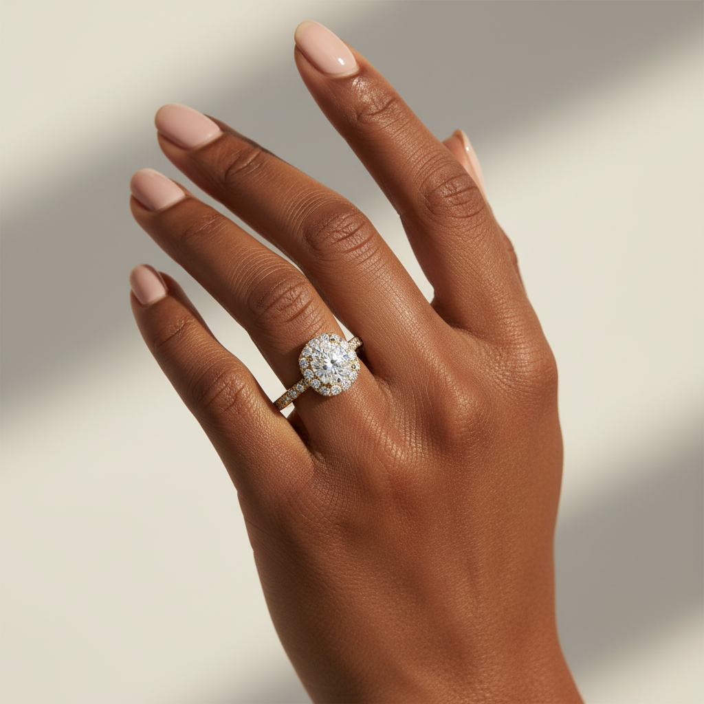 Luxury Cushion Cut Moissanite Diamond Halo Wedding Ring