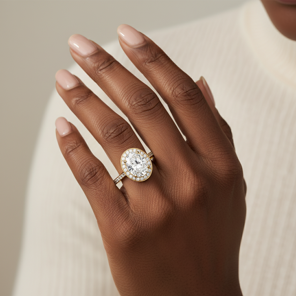 Oval Cut Moissanite Channel Setting Bridal Ring