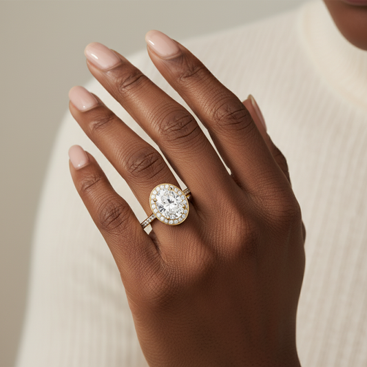 Oval Cut Moissanite Channel Setting Bridal Ring