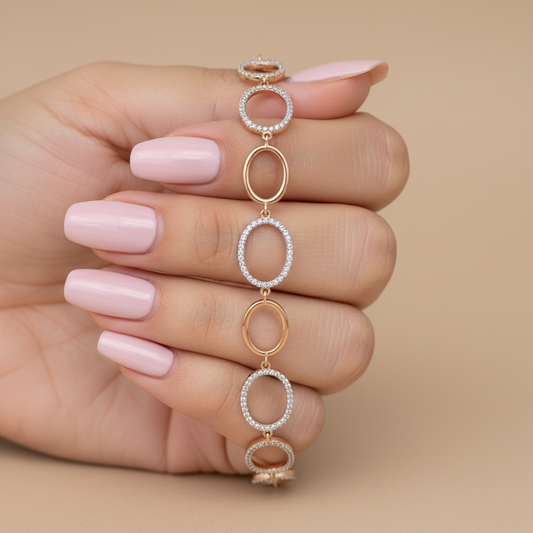 Interlinked Elegance Round Cut Lab Grown Diamond Oval Bracelet