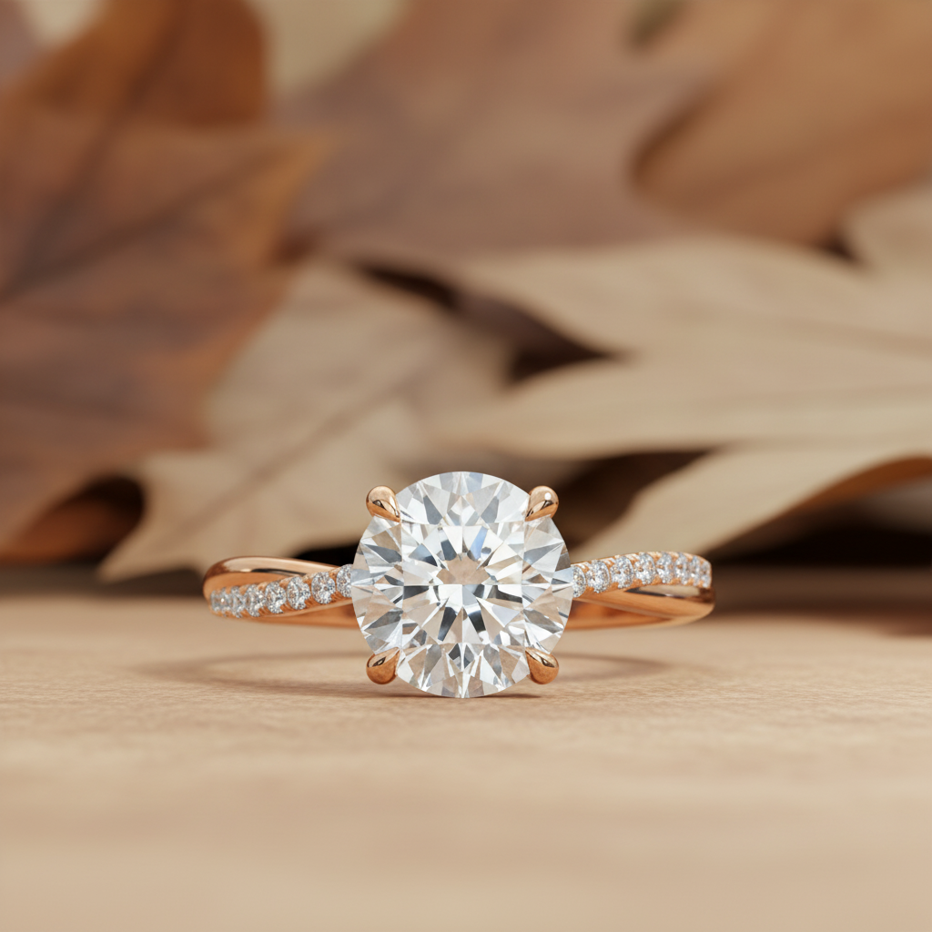 Round Cut moissanit Diamond 4 Claw Prong Setting ring Infinite Engagement Ring