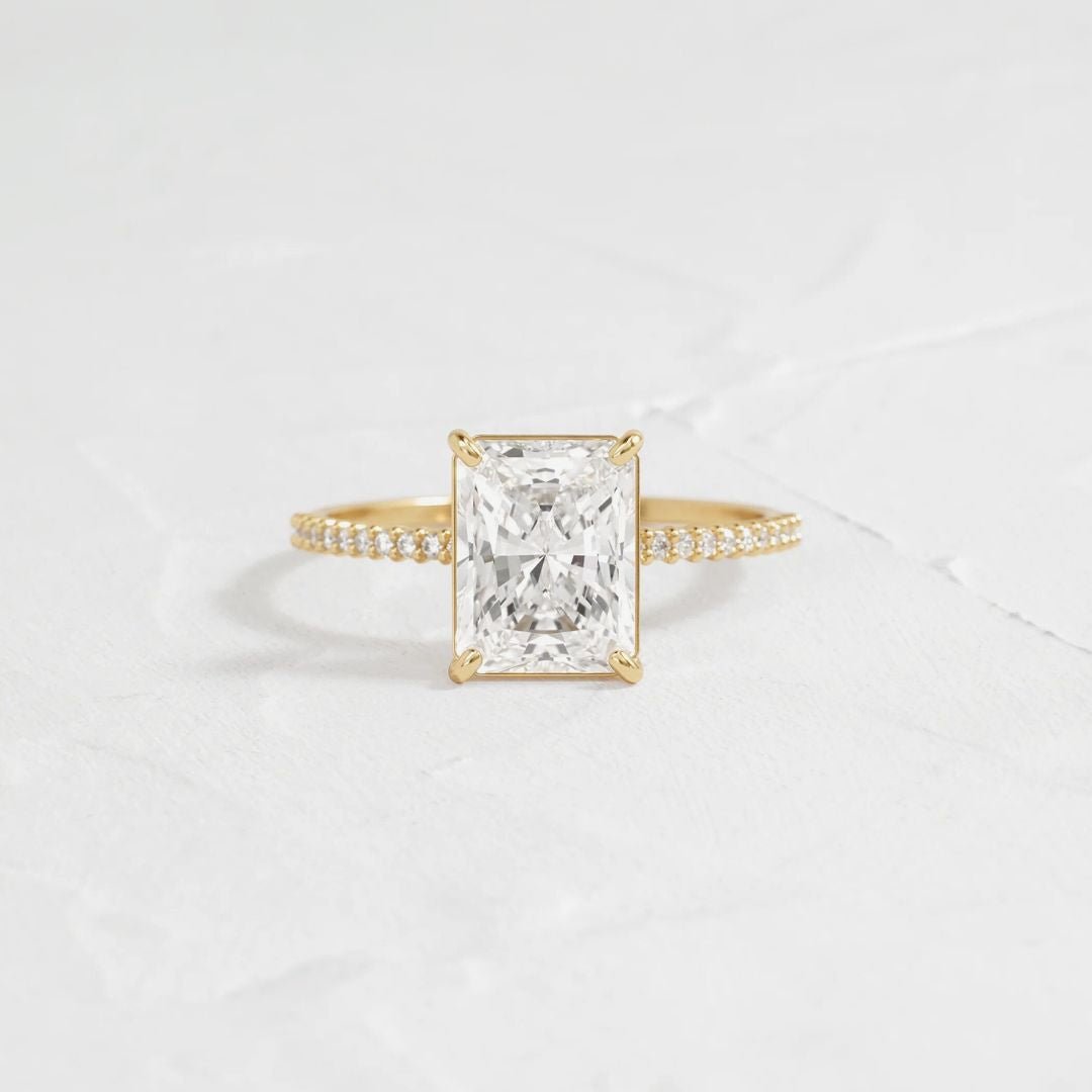 Radiant Pave Moissanite Diamond Engagement Ring