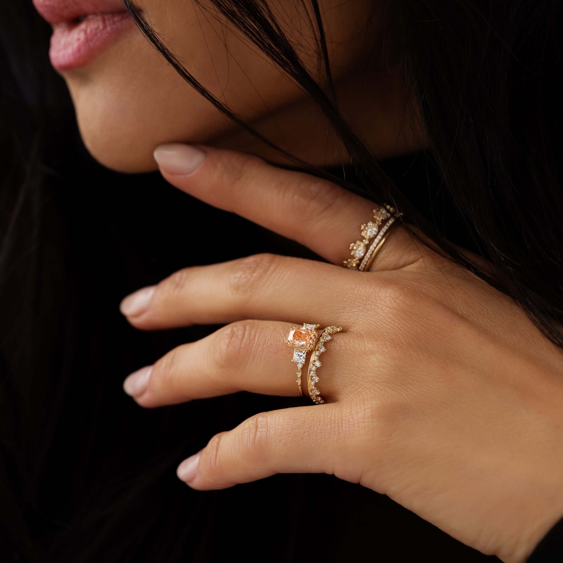 Turning Point Pink Diamond Wedding Ring - 4ct in 18k Yellow Gold