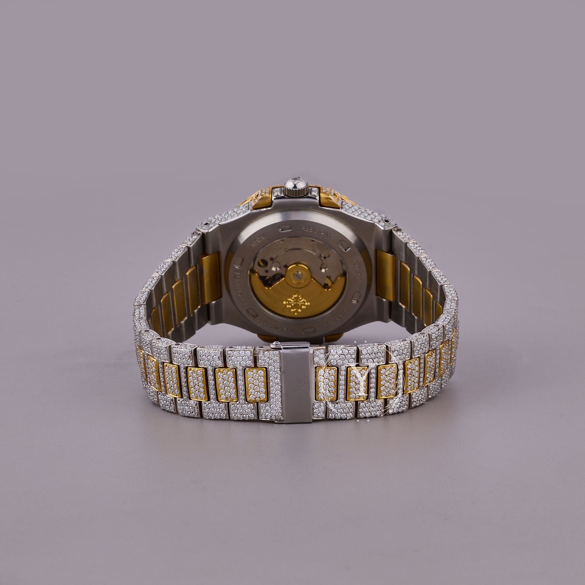 moissanite watch round bezel iced out