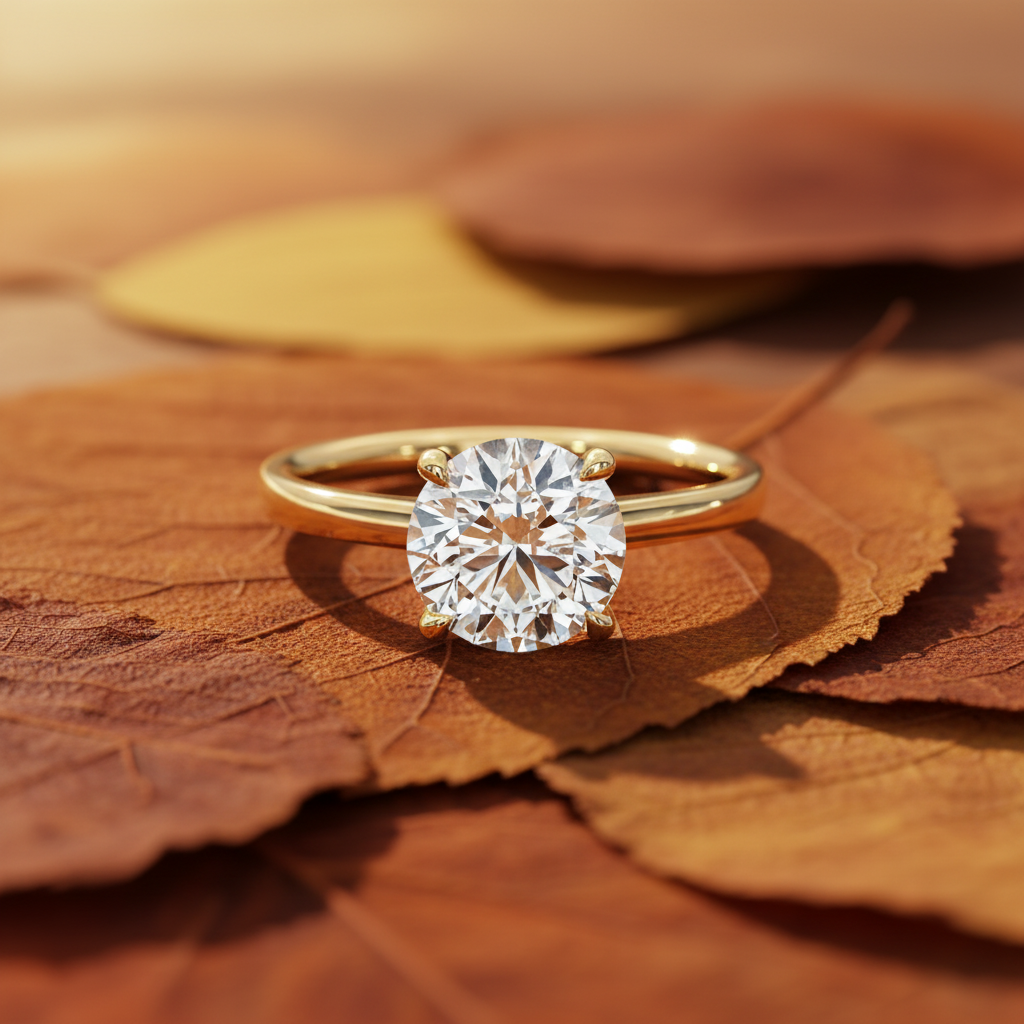 Round Cut Diamond 4 Claw Prong Setting Solitaire Engagement Ring