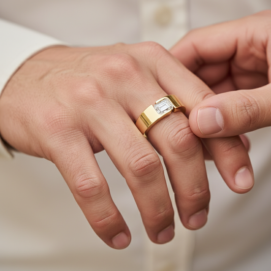 Emerald Cut Lab Grown Diamond Gold Ring