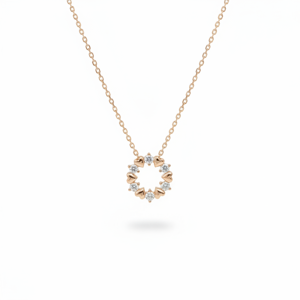 Hearts of Eternity Moissanite Diamond Circle Pendant