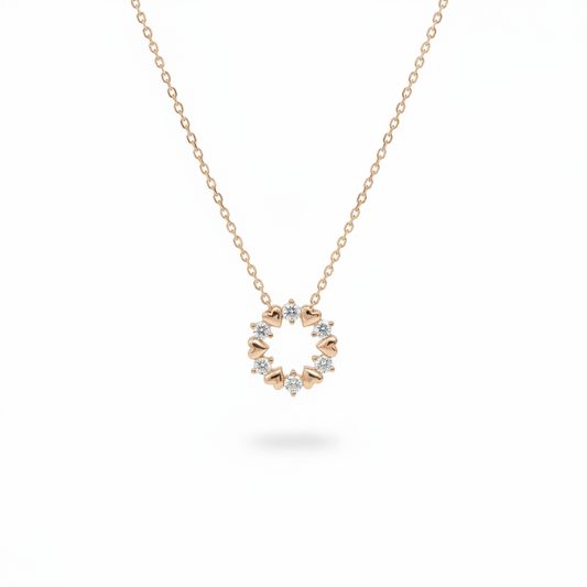 Hearts of Eternity Moissanite Diamond Circle Pendant