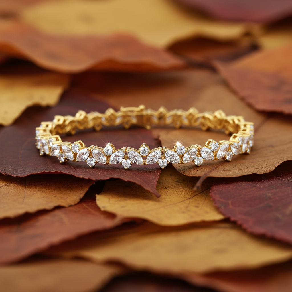Elegant Marquise & Round Cut Moissanite Diamond Bracelet