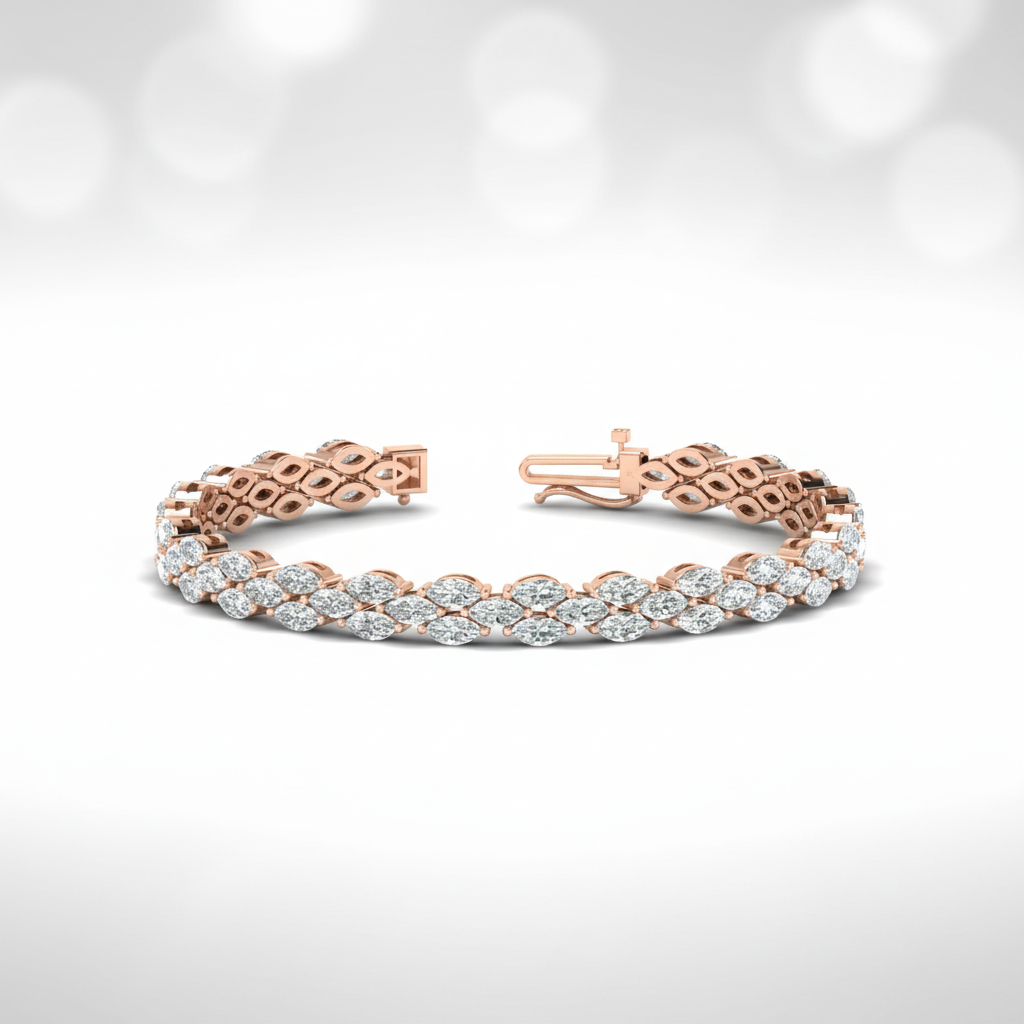 3 Row Marquise Cut Lab Grown Diamond Tennis Bracelet