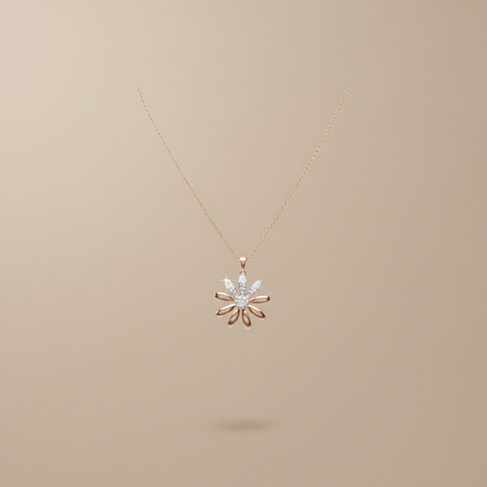 Contemporary Gold Blossom Lab Grown Diamond Pendant