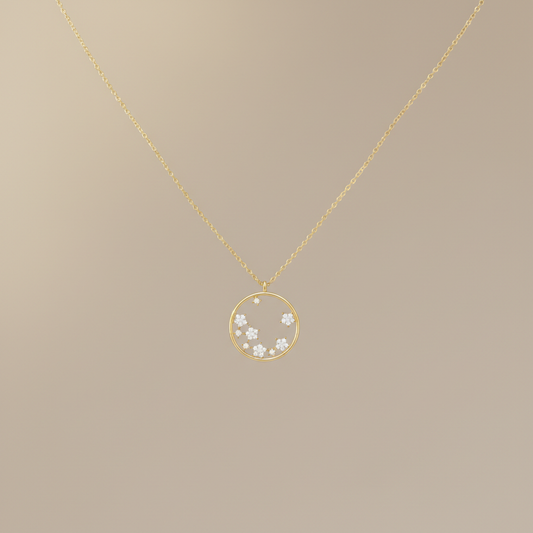 Midnight Sky Moissanite Diamond Circle Pendant Necklace