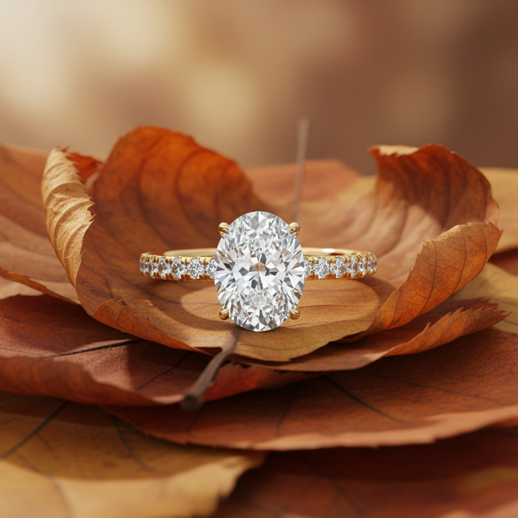 3.00 CT Oval Moissanite Diamond Hidden Halo Bridal Ring