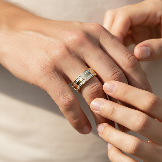 Men’s Wide Gold Lab Grown Diamond Wedding Band