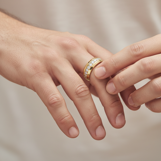 Channel Set Lab Grown Diamond Gold Band