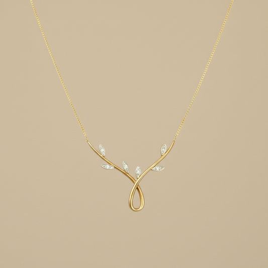 Aurora Vine Moissanite Diamond Drop Gold Necklace