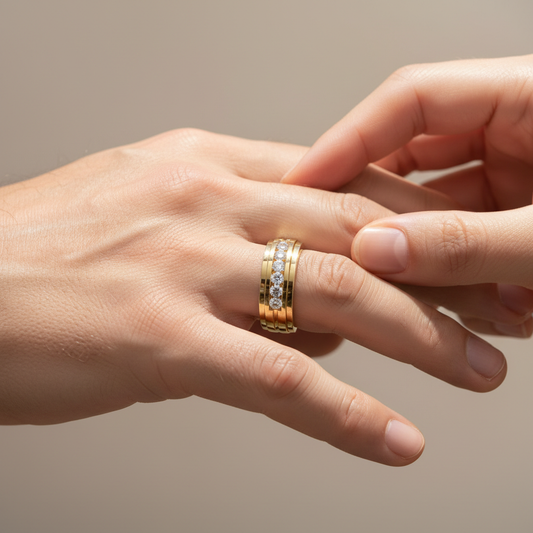 Sovereign Channel Moissanite Diamond Wide Gold Ring