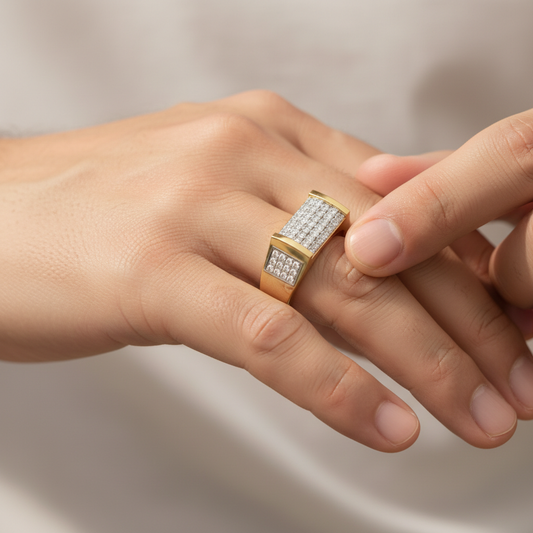 Modern Pave Lab Grown Diamond Mens Gold Ring