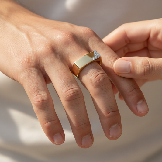 Premium Triangle Pave Lab Grown Diamond Gold Ring