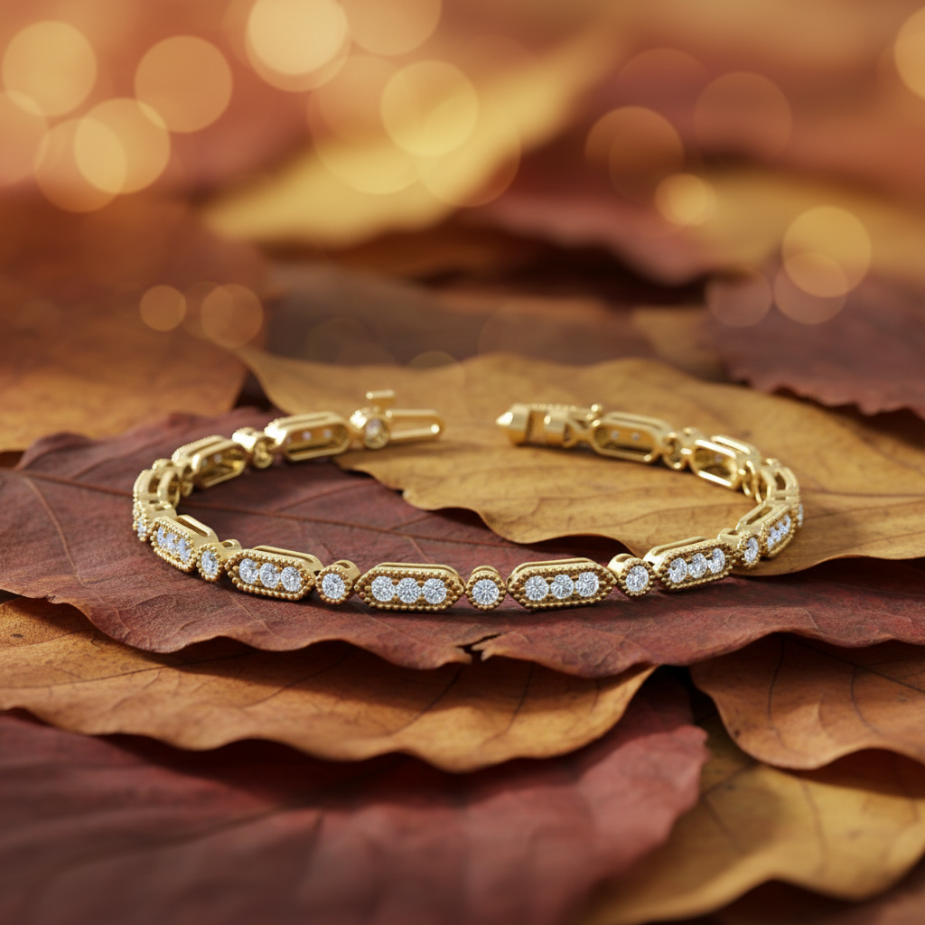 Round Cut Lab Grown Diamond Pave Tennis Bracelet