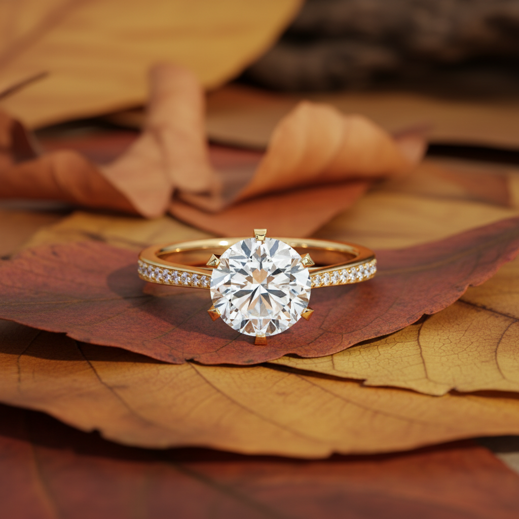 Six-Prong Round Moissanite French Pave Channel Setting engagement rings