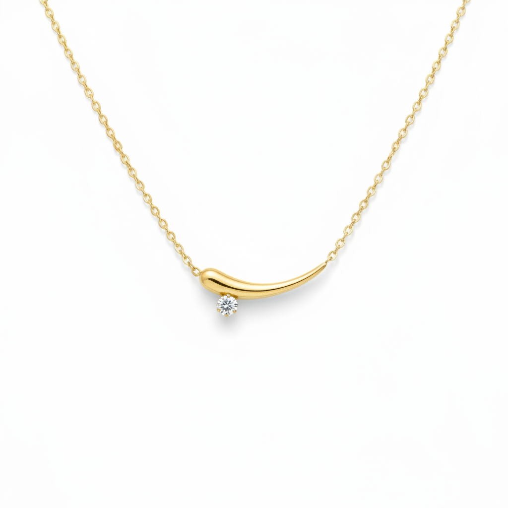 Sculpted Curve Lab Grown Diamond Pendant in Yellow Gold