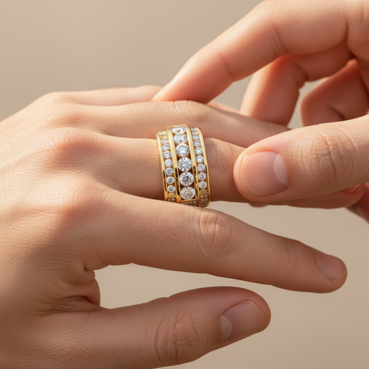 Elite Multi-Row Moissanite Diamond Gold Band (Copy)