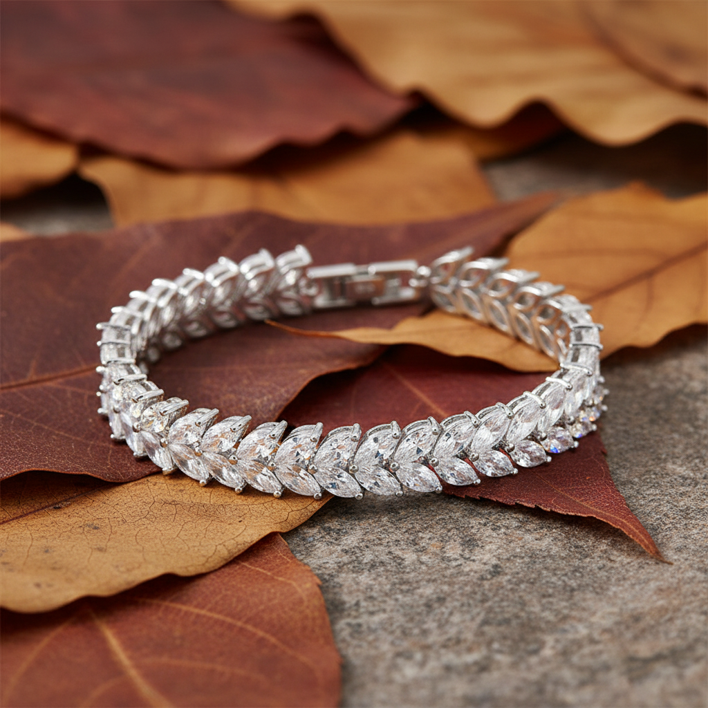 Chimes Leaf Marquise Moissanite Diamond Tennis Bracelet