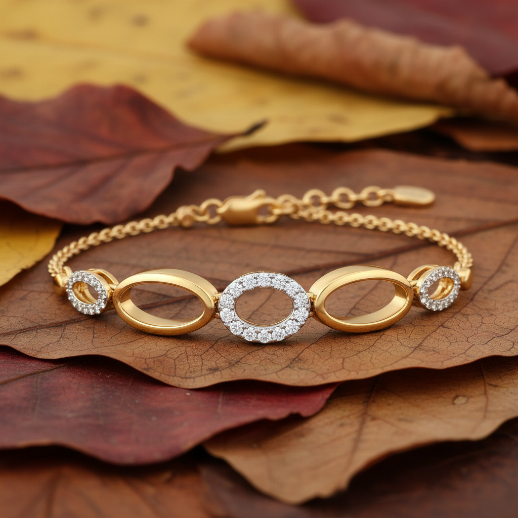 Elegant Oval Motif Round Cut Moissanite Diamond Bracelet