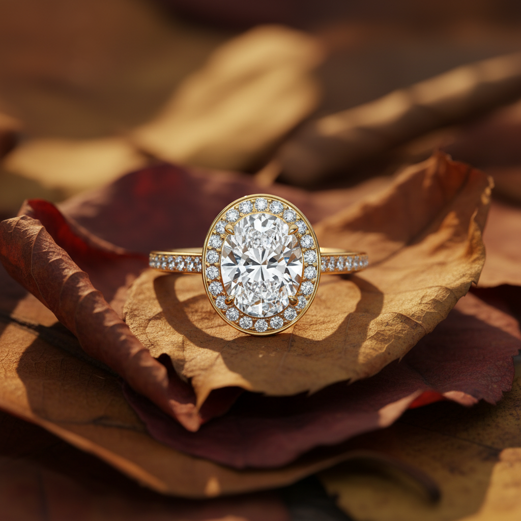 Oval Cut Moissanite Channel Setting Bridal Ring