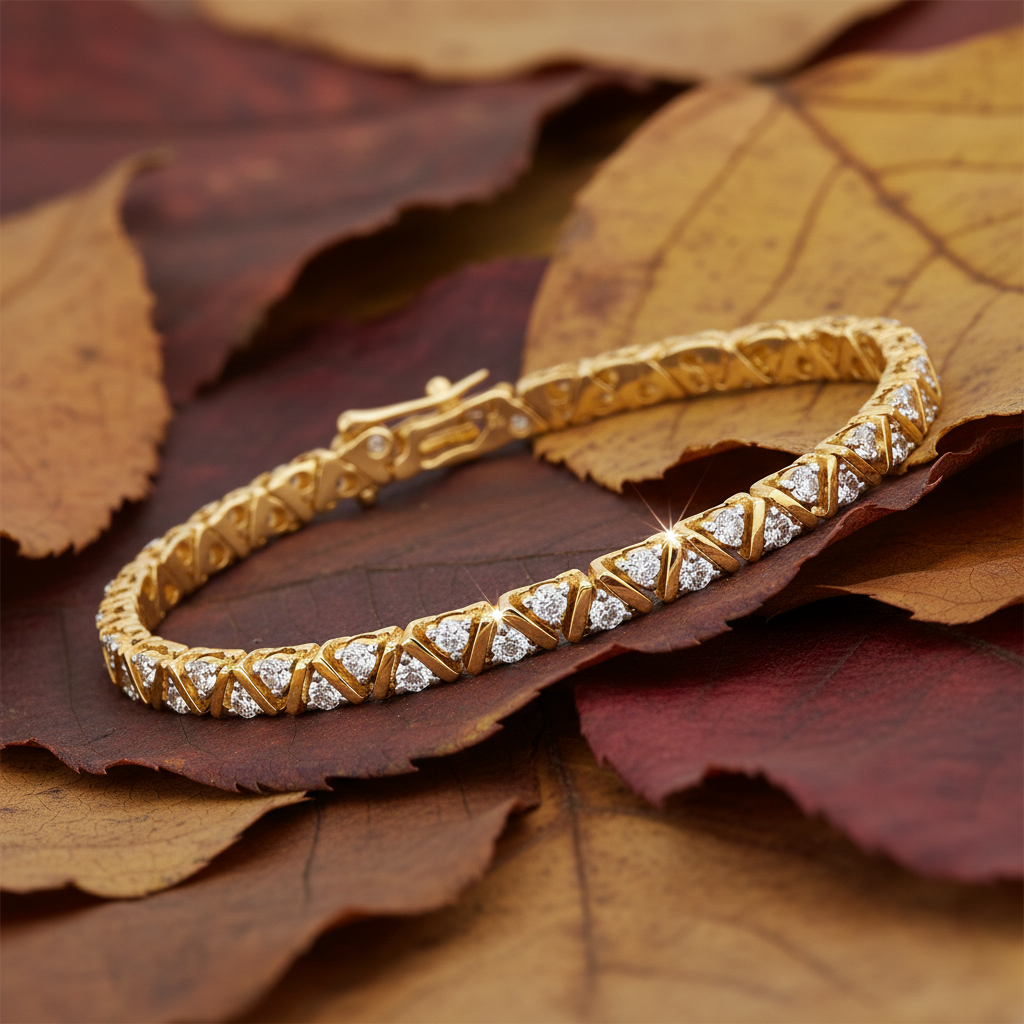 Modern Zig-Zag Round Moissanite Tennis Bracelet