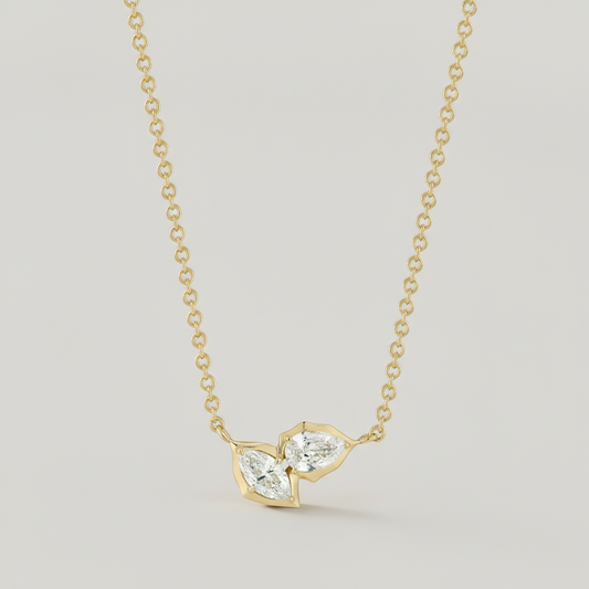 Aurora Twin Marquise & Pear Moissanite Diamond Necklace