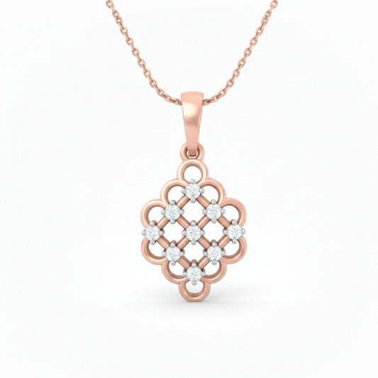 Elegant Rose Gold Lab Grown Diamond Lattice Pendant