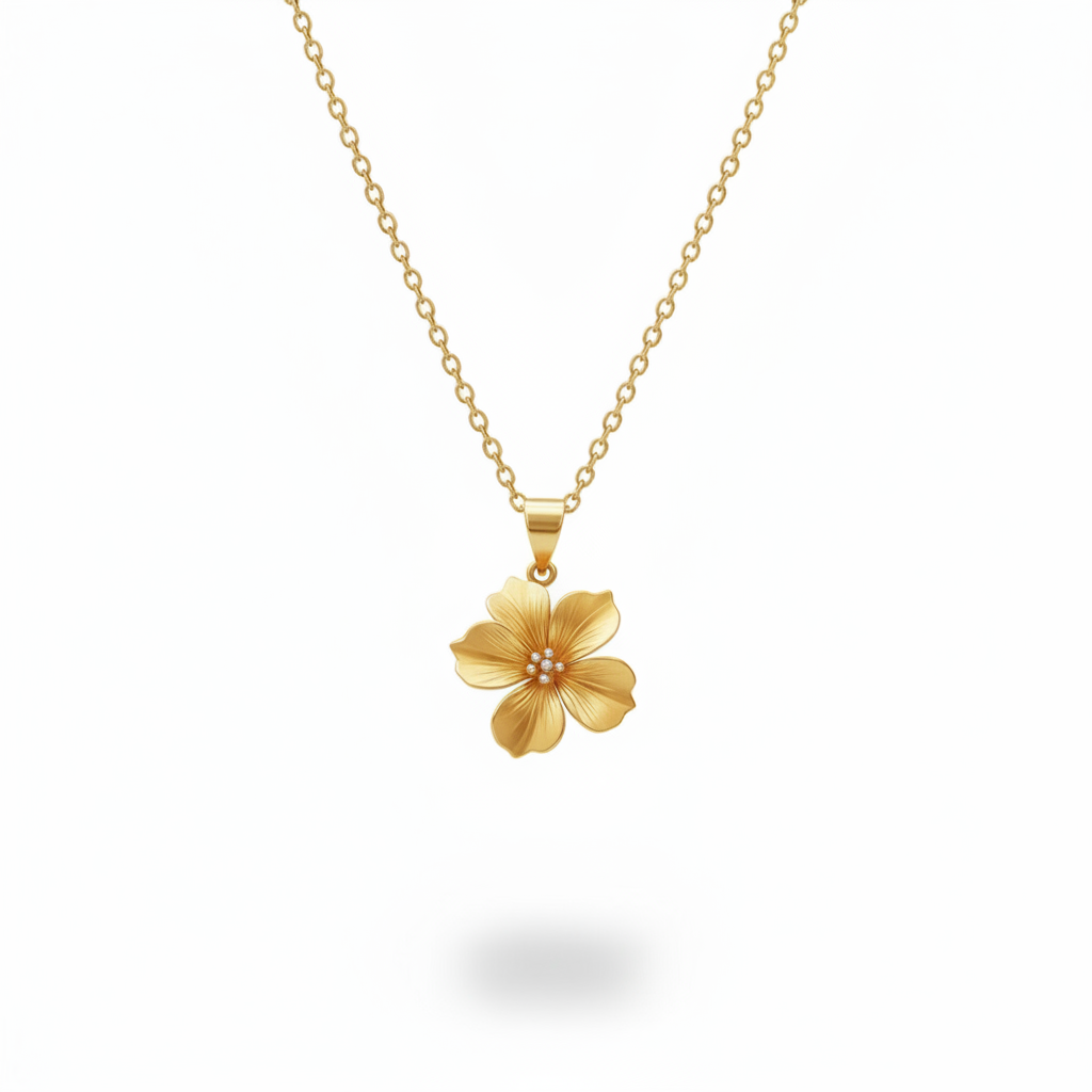 Golden Bloom Moissanite Diamond Flower Pendant