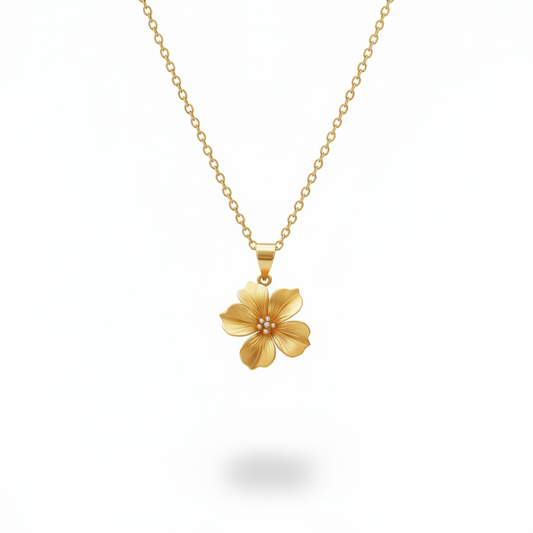 Golden Bloom Moissanite Diamond Flower Pendant