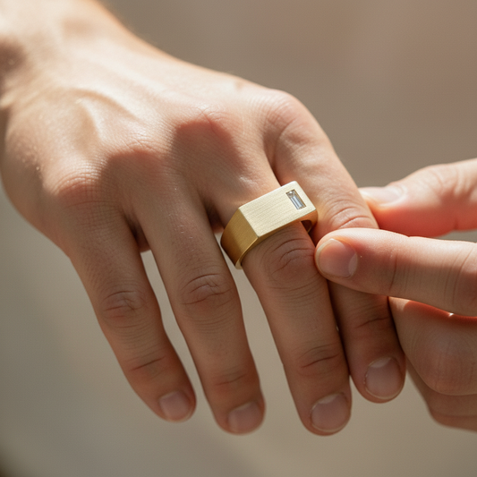 Dynasty Emerald Cut Moissanite Diamond Gold Ring