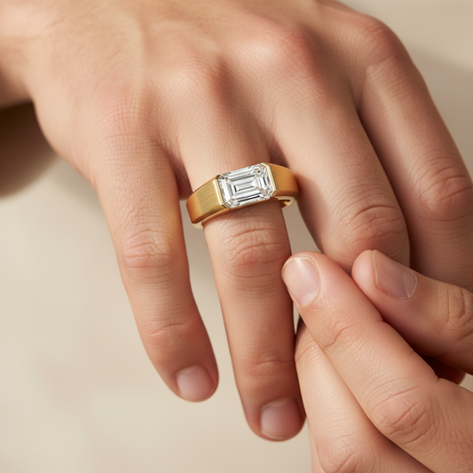 Prisma Emerald Cut Lab Grown Diamond Gold Ring