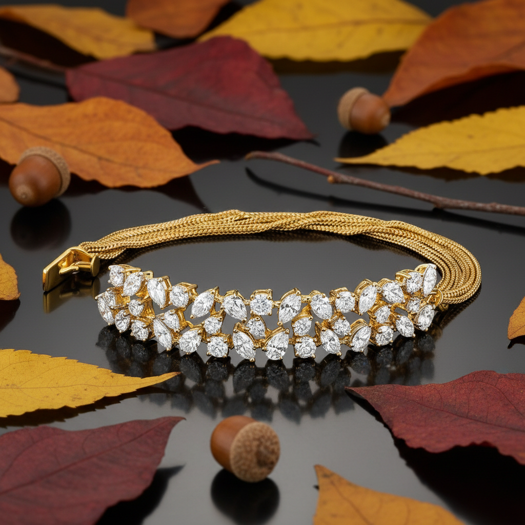 Elegant Marquise & Round Lab Grown Diamond Floral Bracelet