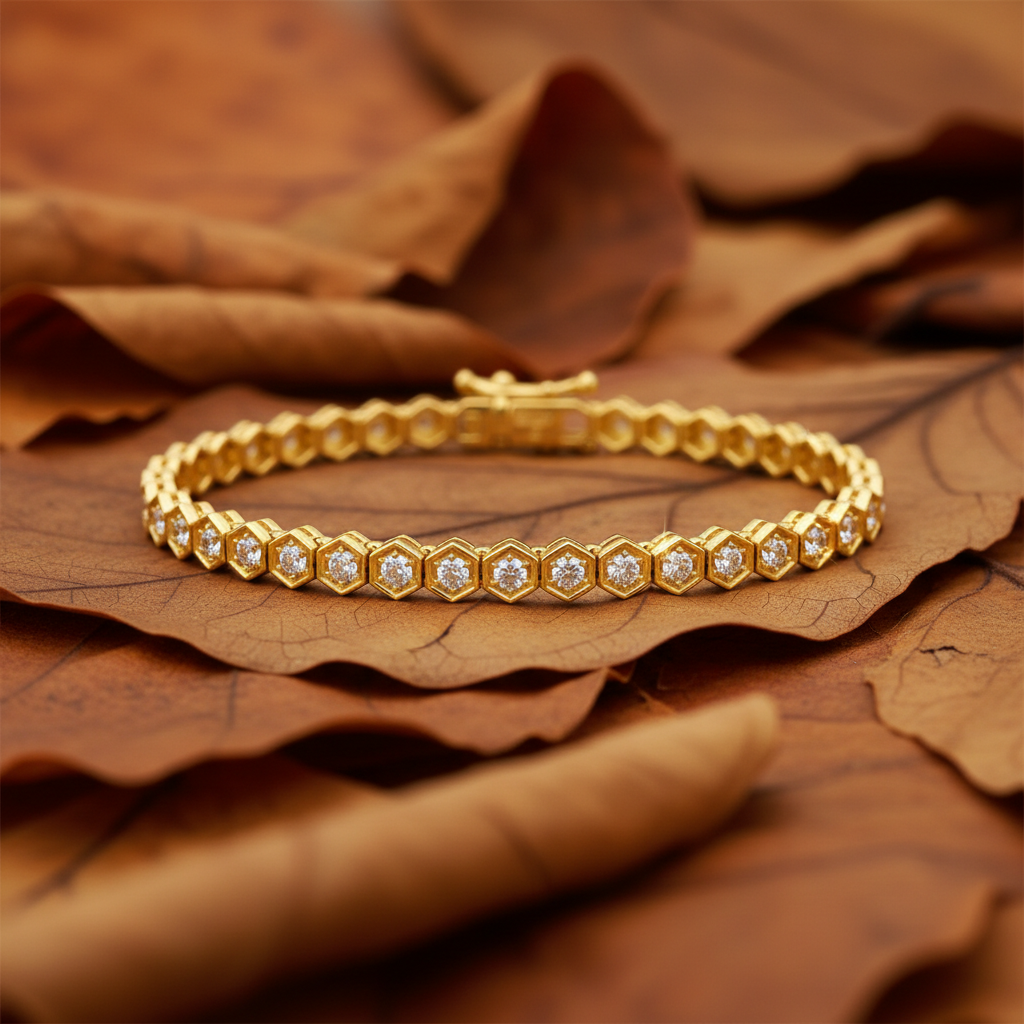 Luxury Hexagon Set Lab Grown Diamond Tennis Bracelet