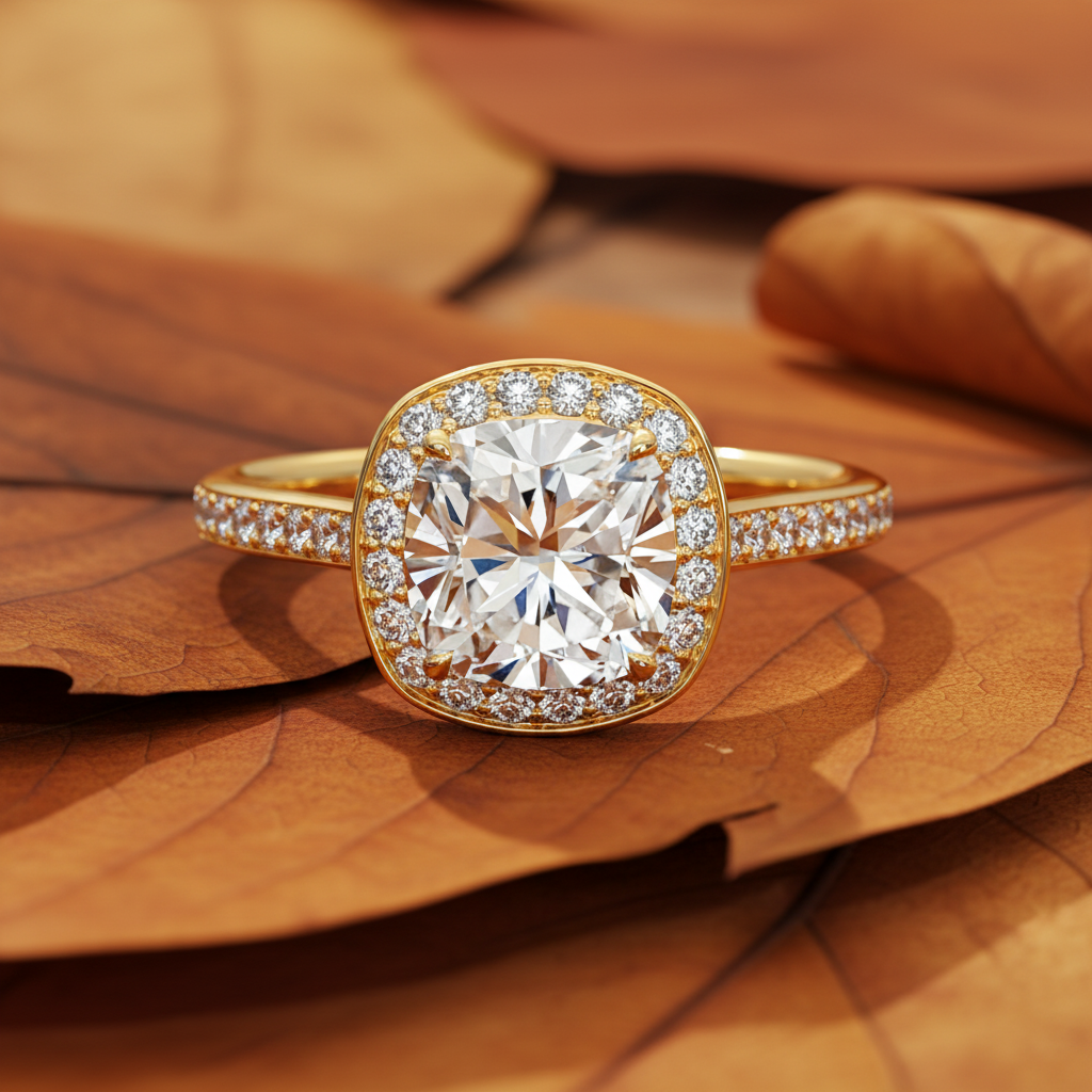 Cushion Cut Moissanite Diamond Channel Set Wedding Ring