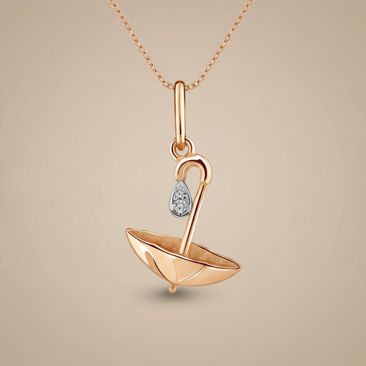Golden Drizzle Lab Grown Diamond Umbrella Pendant