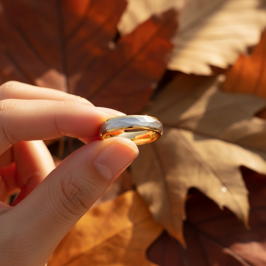 Aurelius Faceted Two-Tone Gold Wedding Band