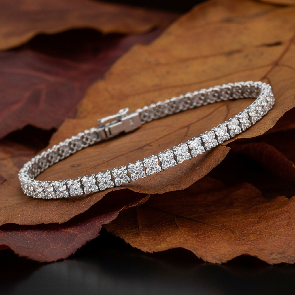 Luxury Floral Lab Grown Diamond Tennis Bracelet