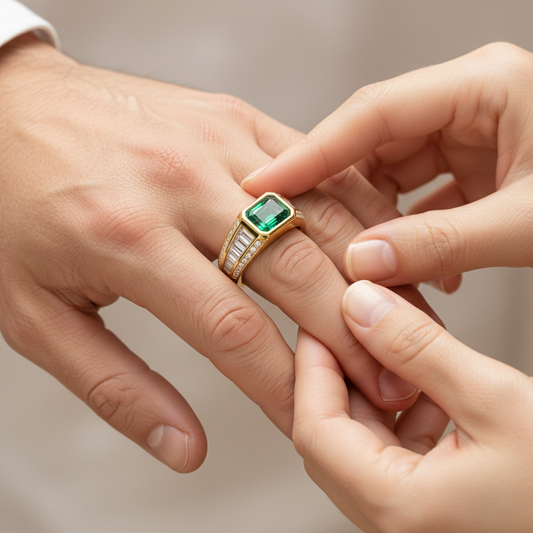 Verdelis Emerald Green Stone Lab Grown Diamond Ring